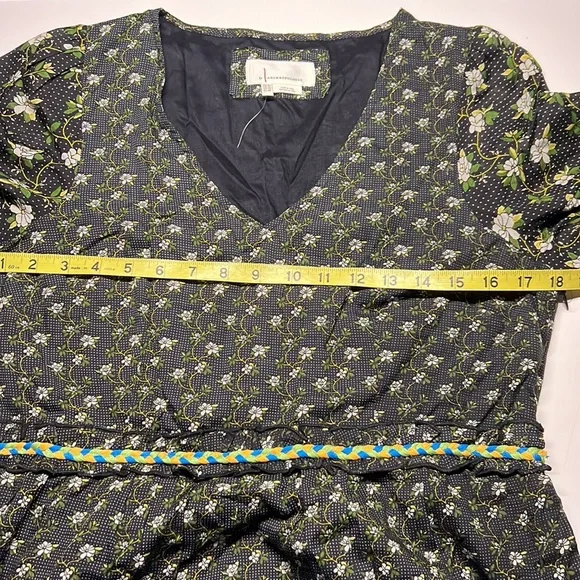 Anthropologie Karoline Tiered Maxi Boho Dress Floral Black Womens 10 - Picture 4 of 8